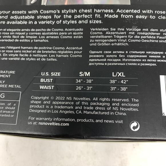 Cosmo Vamp Chest Harness Womens Size S/M Iridescent Rose Gold Metal Accents - Picture 3 of 4